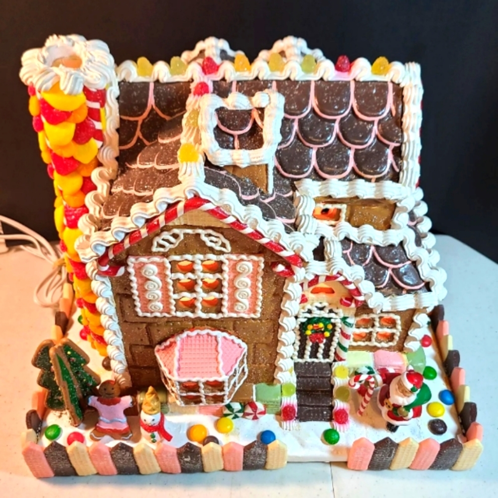 Large Lighted Gingerbread House Santa Candy Land Building Village 14x12x10 Heavy